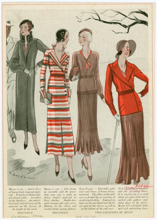 1930s fashion knitwear daysuits