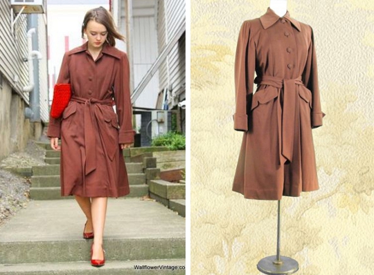 1940s knee length coat vintage