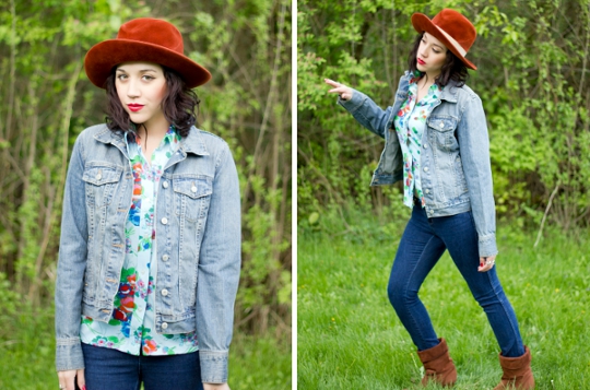 photographer modern flapper styled a 1970s floral shirt