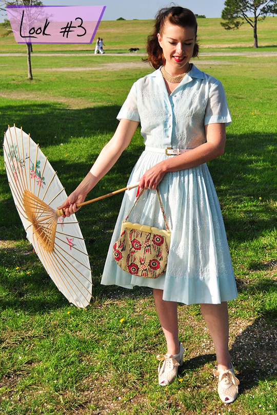 1950s vintage shirtwaist dress styled for day