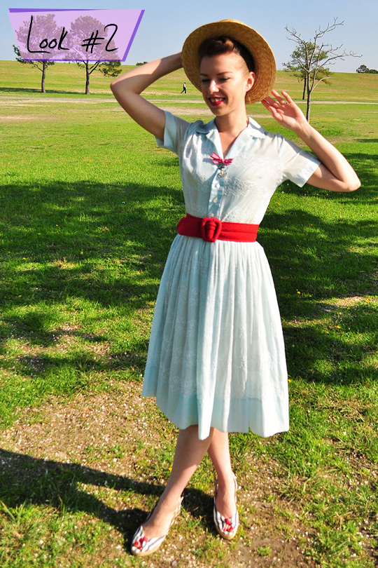 1950s vintage shirtwaist dress styled