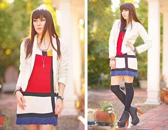 mondrian dress worn by fashion blogger