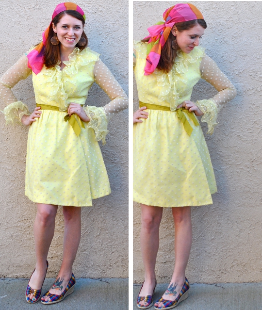 1960s vintage polka dot dress styled