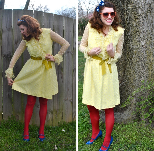 1960s vintage polka dot dress styled