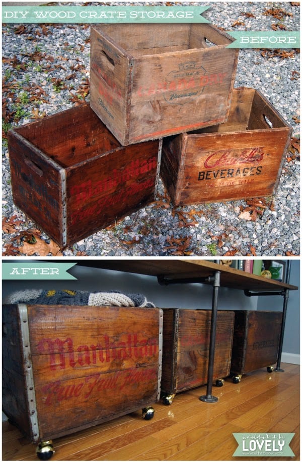 DIY Rolling Storage Containers Made With Vintage Crates DIY Rolling Storage Containers Made With Vintage Crates