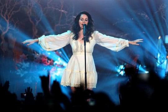 lana del rey wears a vintage gunne sax dress from the '70s