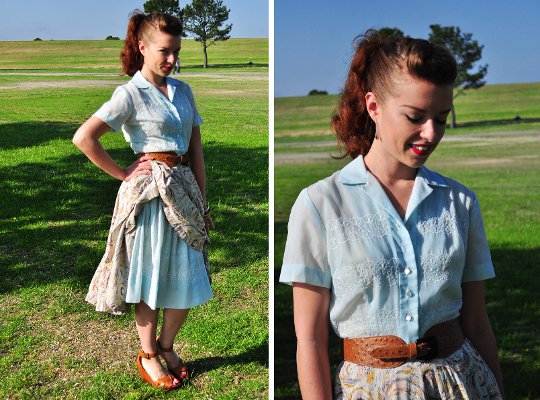 1950s vintage shirtwaist dress styled