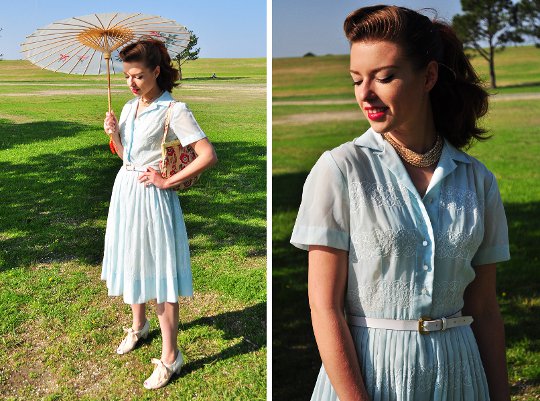 1950s vintage shirtwaist dress styled