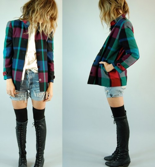 plaid 80s blazer etsy