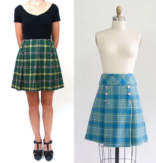 vintage plaid mini skirts available on etsy