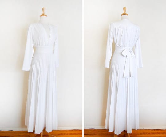 a 1970s vintage white bohemian dress